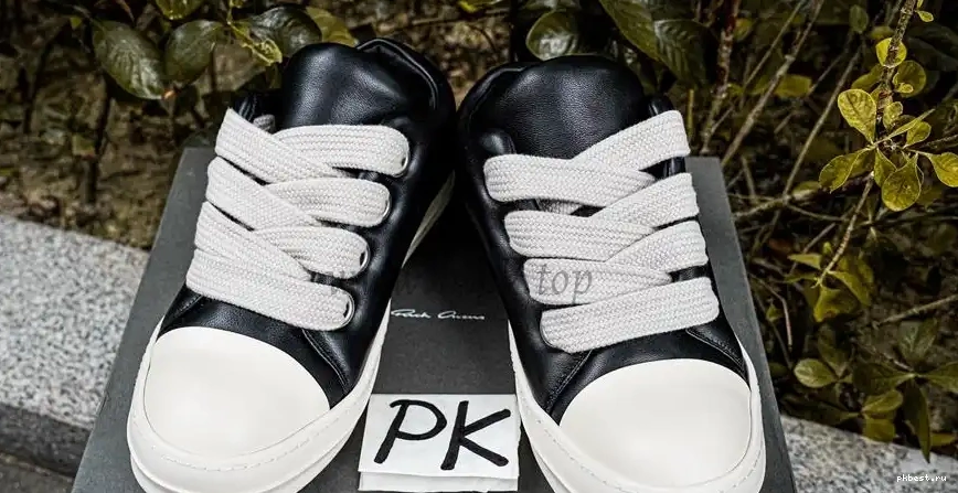 PK GOD TO Milk Sneaks Rick RETAIL Jumbo Black Low READY Padded SHIP Lace Owens MATERIALS 0316