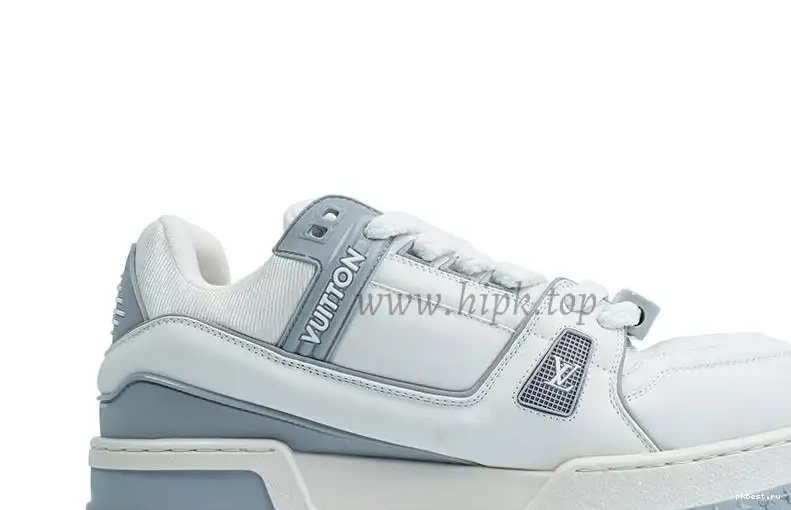 Maxi MATERIALS Grey Vuitton SHIP Trainer RETAIL READY TO God White PK Louis 0316