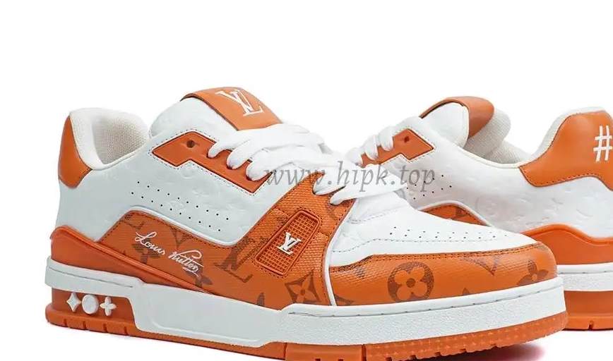 Trainer ship retail Vuitton Signature White ready Louis to materials god LV #54 orange PK 0315