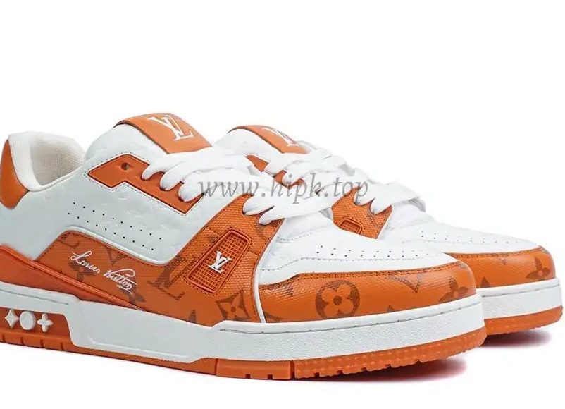 Trainer ship retail Vuitton Signature White ready Louis to materials god LV #54 orange PK 0315