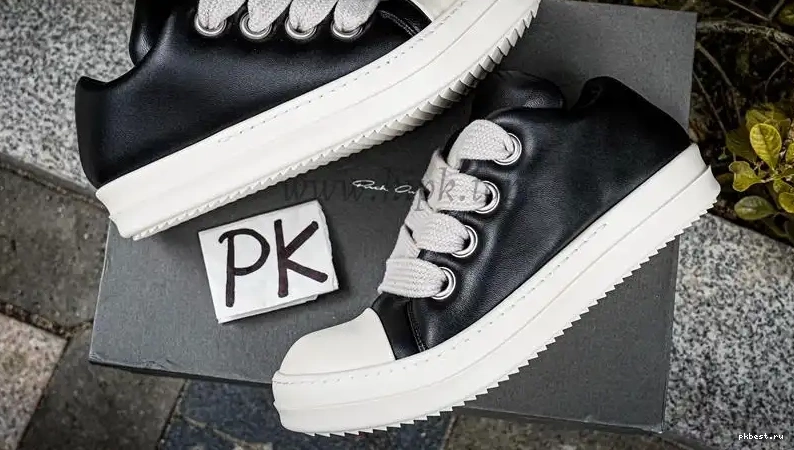 PK GOD TO Milk Sneaks Rick RETAIL Jumbo Black Low READY Padded SHIP Lace Owens MATERIALS 0316