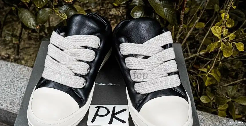 PK GOD TO Milk Sneaks Rick RETAIL Jumbo Black Low READY Padded SHIP Lace Owens MATERIALS 0316