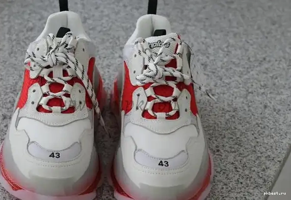 SOLE S TO TRIPLE PK GOD READY White 19ss SHIP PARIS and CLEAR Red TRAINER 0317