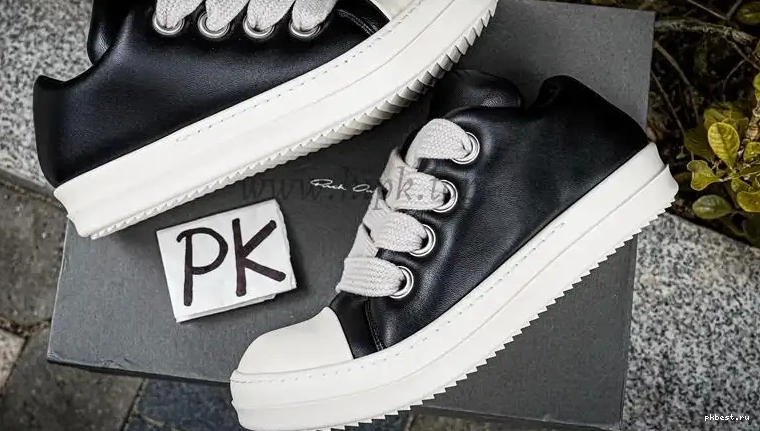 PK GOD TO Milk Sneaks Rick RETAIL Jumbo Black Low READY Padded SHIP Lace Owens MATERIALS 0316