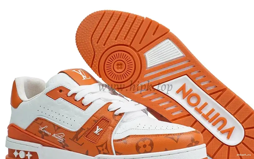 Trainer ship retail Vuitton Signature White ready Louis to materials god LV #54 orange PK 0315