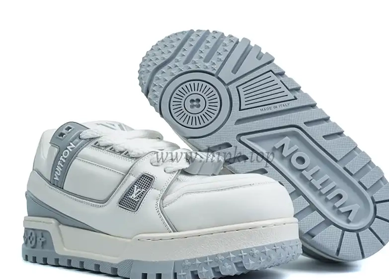 Maxi MATERIALS Grey Vuitton SHIP Trainer RETAIL READY TO God White PK Louis 0316