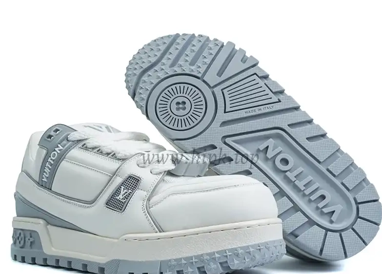 Maxi MATERIALS Grey Vuitton SHIP Trainer RETAIL READY TO God White PK Louis 0316