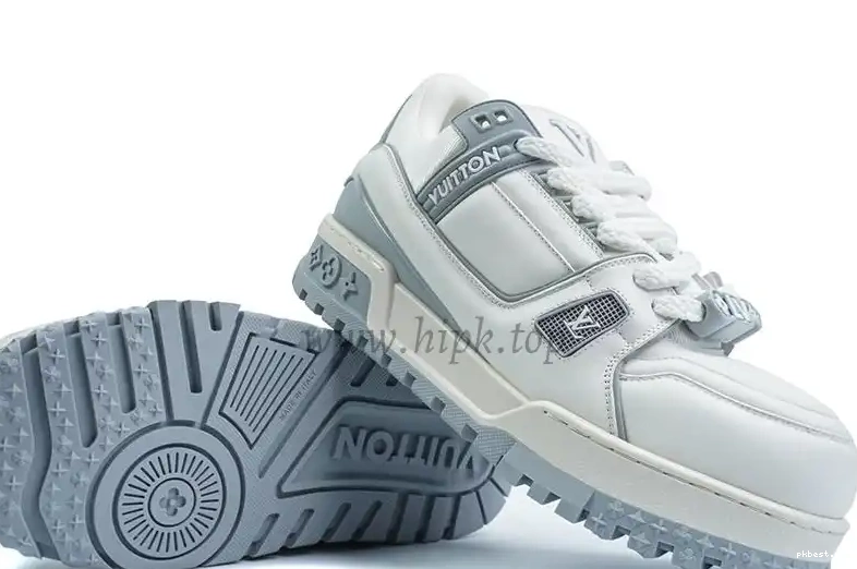 Maxi MATERIALS Grey Vuitton SHIP Trainer RETAIL READY TO God White PK Louis 0316